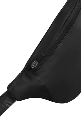 Image of Waist Bag for Man Woman - Anti Theft, Waterproof Zippers and Back Pocket - Large Travel Waist Pouch, Fanny Pack, Belt & Hip Bag for Men, Women for Hiking, Passport, Gym (Black) (Moon Black)