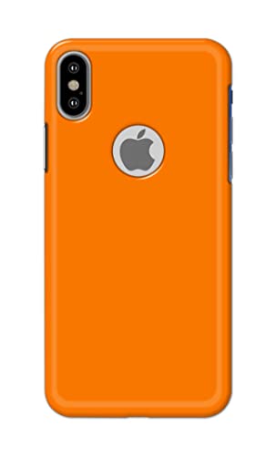 Image of Plain Orange Hard Back Case Cover for Apple iPhone X Logo /iPhone 10 / iPhone Ten /iPhone Xs Logo Back Cover -(J5) VNS2229
