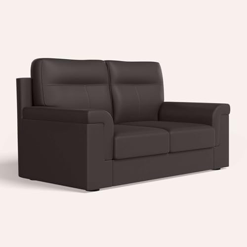 Image of Interio by Godrej Sofa Greta 2 Seater Synthetic Leather Sofa for Living Room, 1-Year Warranty, Solid Wood, Coffee Brown