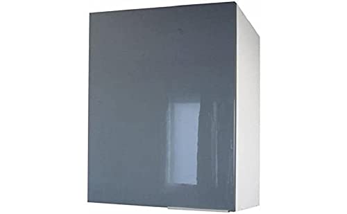 Berlioz Creations CP6HG Meuble Haut de Cuisine avec 1 Porte Gris Haute Brillance 60 x 34 x 70 cm, Fabrication 100% française