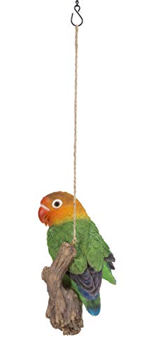 Hi-Line Gift Hanging Parrots (Lovebirds) ON A Branch, Multi-Coloured