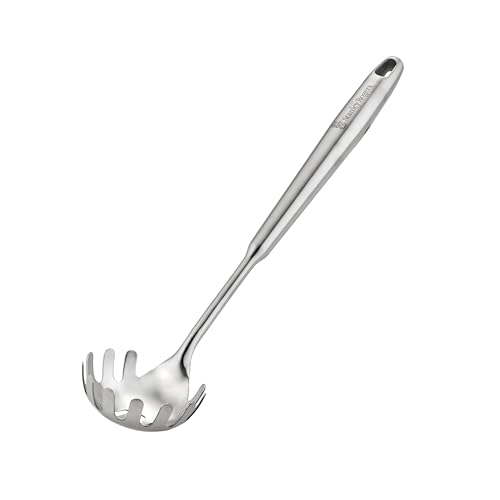 Stanley Rogers Monobloc Stainless Steel Pasta Server, Satin Finish Kitchen Tool, Pronged Bowl, Hanging Loop & Dishwasher Safe Design, 32.5x7.5x2.1cm