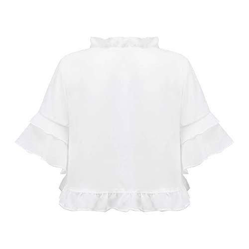 Little Girls' Short Sleeve Lace Bolero Cardigan Shrug Dress Cover up Ruffle Hem Chiffon Shawl Casual Wear2