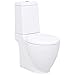 Produktbild vidaXL WC Keramik Toilette Badezimmer Rund Senkrechter Abgang Soft-Close-Mechanismus Toilettensitz WC-Sitz Absenkautomatik Bad Weiß