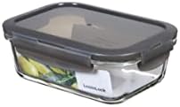 LocknLock Oven Glass Food Storage Container with Lid 380 ml, Rectangular, Fridge, Freezer and Dishwasher Safe, Borosilicate Glass up to 400 °C, Oven and Microwave Safe, 150 x 110 x 57 mm