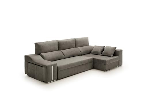 Velare | Sofa Chaise Longue Cama con Arcón y Puff Giuliana Gris Oscuro Derecha
