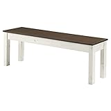 Furniture Dash - Wood Bench - Entryway Bench - Dining Bench - 53.15' W, 12.2' D, 17.72' H - 22lb - White Distressed