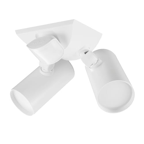 Image of Globe Electric 180-Degree 22W Twin Head White Wired Motion Activated Diecast Architectural Security Light, Spotlight, Outdoor, Outside House Lights