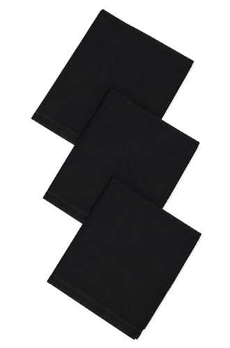 Image of Calvero Cotton Solid Handkerchief for Men and Boys, Super Absorbent Hanky, Black, Blue, Orange,Red,White,Yellow, 3 Pack