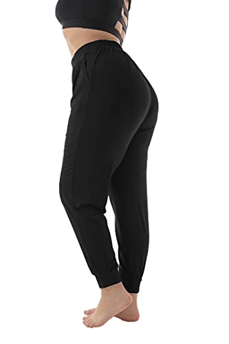 ZERDOCEAN Women's Plus Size Casual Lounge Pants Stretchy Relaxed Jogger Yoga Pants with Pockets4