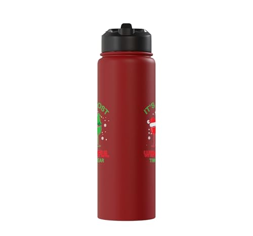 Wine Xmas Pajama PJ Funny Men Women Stainless Steel Insulated Water Bottle