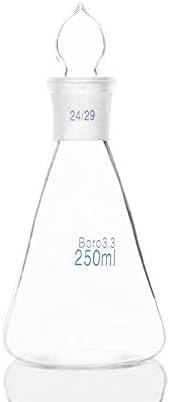 MaGiLL 3pcs- 250ml Erlenmeyer Flask with Standard Ground Mouth & Stopper, Joint 24/29, Borosilicate 3.3 Glass, Laboratory Chemistry Lab Erlenmeyer Flask (Capacity : 250ml)