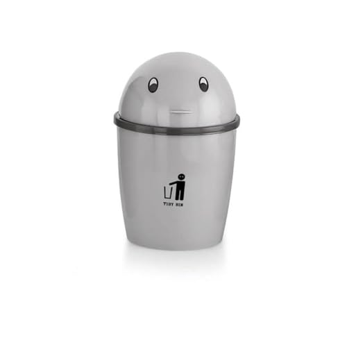 Image of Wastebasket Trash Can - Desktop Mini Plastic Waste Garbage Can with Swing Lid, Stylish Countertop Trash Bin Table Waste Paper Basket Round Small Trash Can (Tidy Bin)