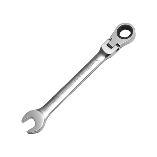 Image of WISEUP Ratchet Wrench, 13mm Industrial Grade Wrench, 2 in1 CR-V Forged Flex Head Ratcheting Wrench Anti-bending Hand Tools