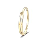 Anillo de compromiso para mujer, anillo de compromiso, redondo, regalo para madre e hija, 18, Oro amarillo de 18 quilates, Sin gemas