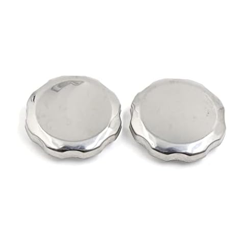 2 Pcs Silver Metal Motorcycle Fuel Caps Cover