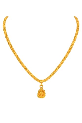 Image of Traditional 22K Gold-Plated Chain Necklace with Intricate Pendant for Women & Men