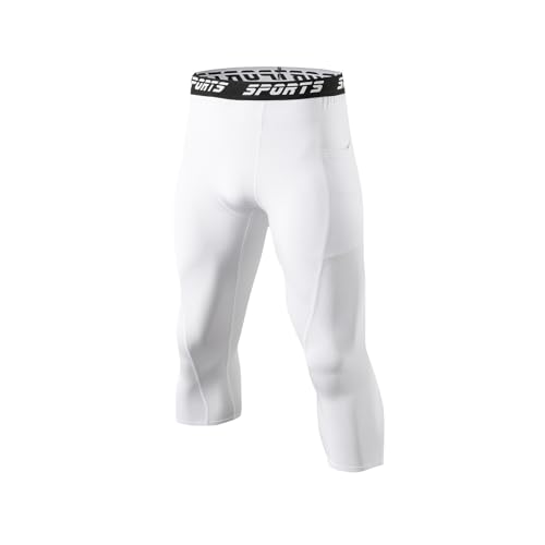 Generico 3/4 pantalones de compresión para hombre correr de secado rápido mallas deportivas leggings base capa transpirables estrechos mallas baloncesto elástico gimnasio Yoga Gym Training, Color