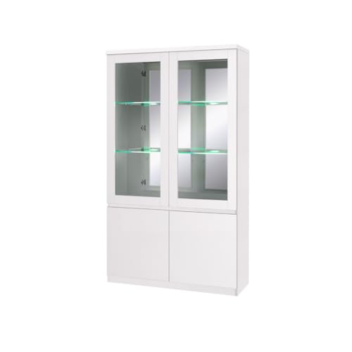 PRICE FACTORY just for you Vitrine vaisselier Fabio - Blanc Brillant avec LED - Style Design - 110...