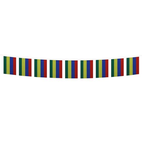 Image of AZ FLAG Mauritius 6 meters BUNTING Flag 20 flags 9'' x 6'' - Mauritian STRING flags 15 x 21 cm