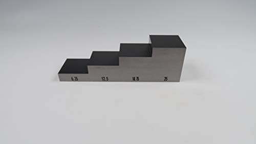 Bloque de calibración de 4 pasos 6.25-12.5-18.75-25 mm para medidor ultrasónico de espesor con estuche ABS miniatura 1