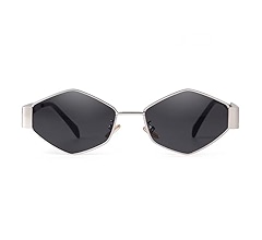SDINM Hexagon Sunglasses for Women Retro Vintage Gold Metal