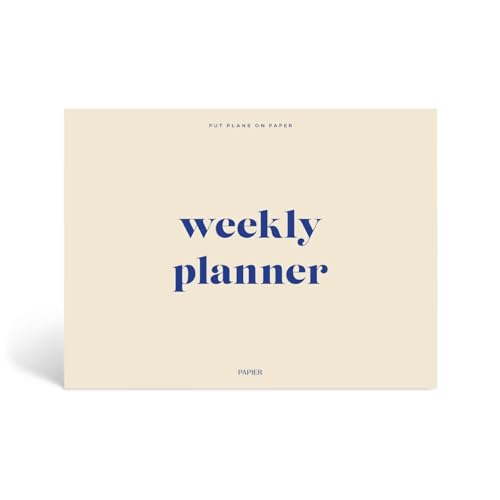 Papier Joy Weekly Desk Planner - Beige | 1 Page Per Week | Weekly Plan Section & Next Week Notes | TearOff Design | Table Top Office Essentials | 52 Sheets | Undated | Time Management & Organizer Gift