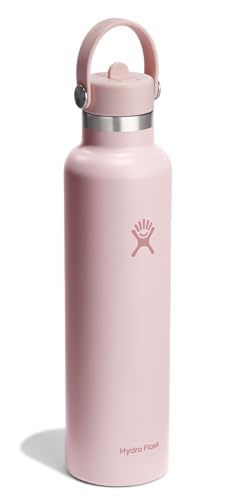 Image of Hydro Flask Water Bottle - Insulated Stainless Steel - Straw Lid, Non Spill, Leakproof 24 Oz Trillium Pink