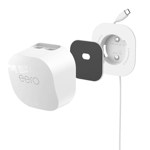 HomeMount Wall Mount for eero 6/6+/Pro 6/Pro 6E/7 Mesh Wi-Fi System Extender Space-Saving for eero Wall Mount with Built-in Cable Management - White (1 Mount)