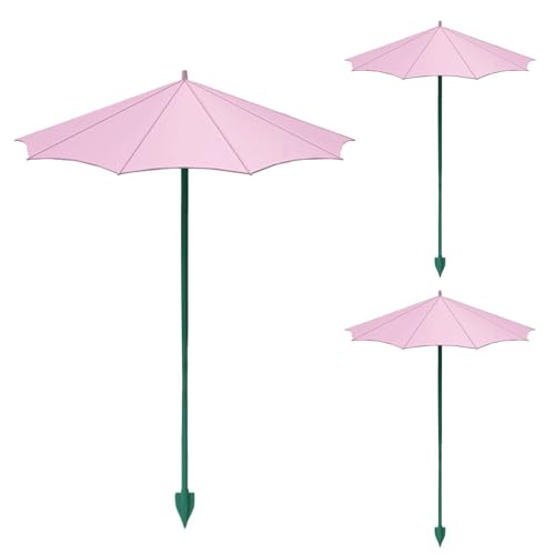 Sombrilla pequeña para plantas de 26,5 cm con estaca de fijación para tierra de jardín 7