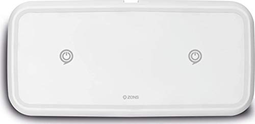 ZENS Dual Wireless Phone Charging Pad - Qi Charging Pad with 2X 10 Watt Power Output - Supports Samsung Fast Charging - Works Qi Enabled Devices - Includes AC/DC Adapter - White