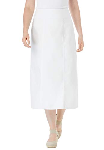 Woman Within Women's Plus Size Pull-On Denim Skirt - 18 W, White