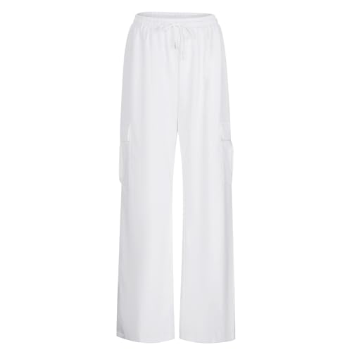 Pantalon de jogging femme blanc à cordon de serrage et poches M