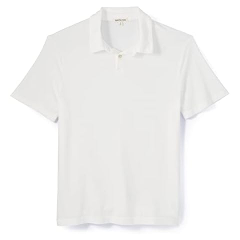 Huckberry Forty Five Men's Short Sleeve Supima Polo Shirt, Preshrunk Cotton T-Shirt, White, XXL Cover