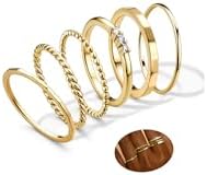 JeryWe Lot Bague Femme Acier Inoxydable Empilable Bague Or 14K | ...