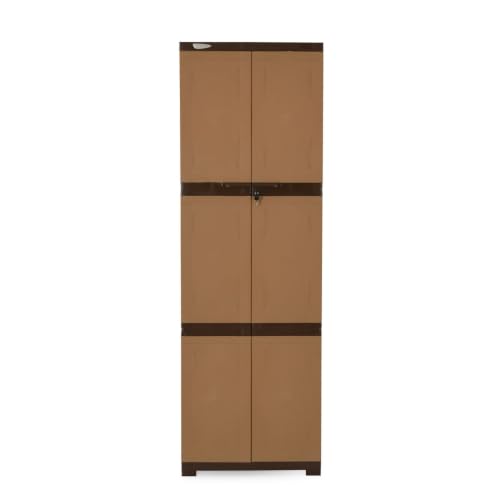 Image of Nilkamal Freedom Large (FML) Plastic Wardrobe for Storage| 3-Year Warranty|Clothes Organizer|Shelves|Cupboard|Almirah|for Home, Living Room, Bed Room|Adult & Kids| Sandy & Dark Brown