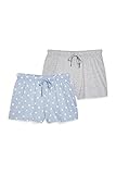 C&A Damen Pyjamahose Pyjama Unterteile Baumwolle Bedruckt|Melange/Meliert hellblau XL