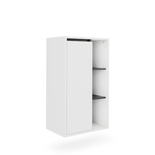 Vicco Midischrank Weiß/Grau Viola 50x86x33 cm - Die Badezimmermöbel, Leichte Reinigung des Bodens Dank wandhängender Montage