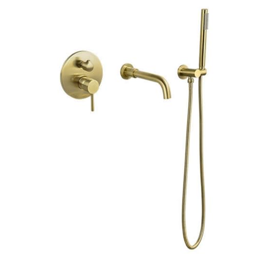 Ensemble de robinet de douche mural or brossé mitigeur de bain-douche pivotant