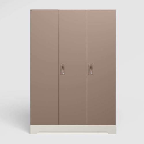 Image of Interio by Godrej Almirah Slimline 3-Door Steel Almirah, Cupboard for Clothes (Alpine White and Portabella Matte), 1-Year Warranty, 7 Shelves, 1 Locker