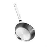 Sartén de acero inoxidable, wok de cocina sin revestimiento antiadherente para alimentos, sartén pequeña de fondo plano para cocina de inducción uso doméstico (13,3 cm)