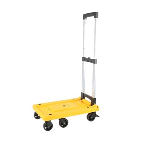 FUHAI-666 Carro portátil Plegable, Carro de Carga de mensajería, Carro de Equipaje, Carro pequeño, Remolque doméstico(Yellow,Medio)