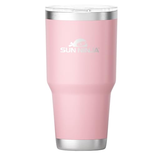 Image of SUN NINJA 30oz Tumbler, Stainless Steel Vacuum Insulated Cup, Pink