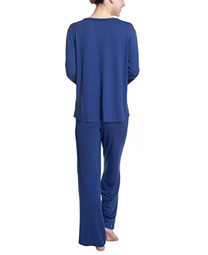 Hanes Women's Butter Knit 3/4 V-Neck Sleep Top And Pajama Pant Lounge & Sleep Set #TOP1