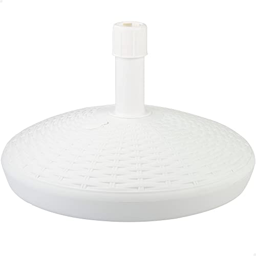 AKTIVE 61127 - Base sombrilla terraza exterior circular blanca, resistente al agua y a los rayos del sol, base parasol con depósito de agua o arena, duradera y estable