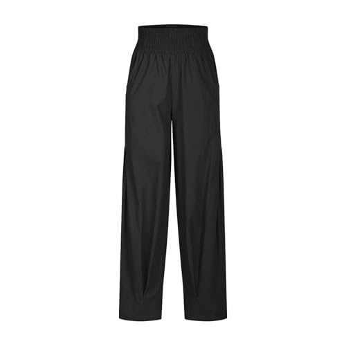 Womens Linen Boho Pants Summer Casual High Waisted Baggy Trousers Cargo Lounge Harem Pant 2025 Beach Vacation Outfits4