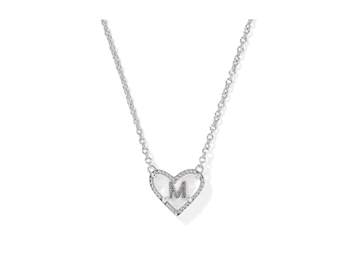Kendra Scott Womens Heart Letter M Short Pendant Necklace Silver Ivory Mother Of Pearl One Size One Size