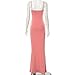 Women Bodycon Long Backless Spaghetti Strap Maxi Date Night Going Out Club Dress Evening Party Sleeveless Empire Waist Dresses Pink Xs