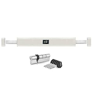 Ckey Armoured Bolt Cross Bolt Door Security Lock Cylinder (White, 800 mm)