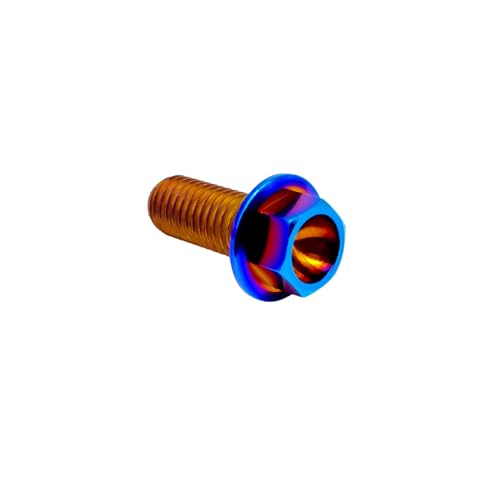 Image of Rison Titanium Flanged Hex Head Bolt M6x1.0x12mm 6AL4V Aerospace Grade Ti Bolt Burnt Blue - Pack of 5
